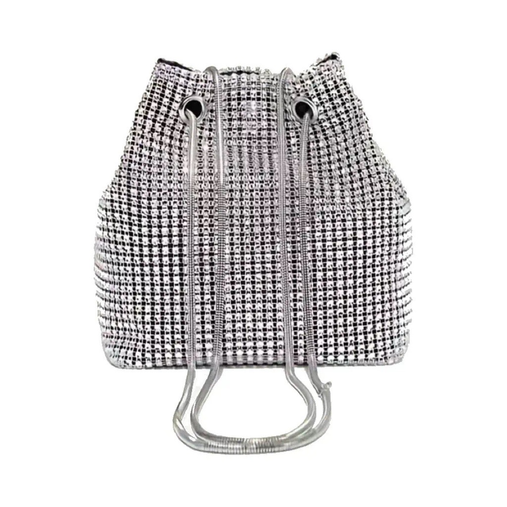 Gorgeous boutique full rhinestone mini drawstring evening crossbody satchel NWT